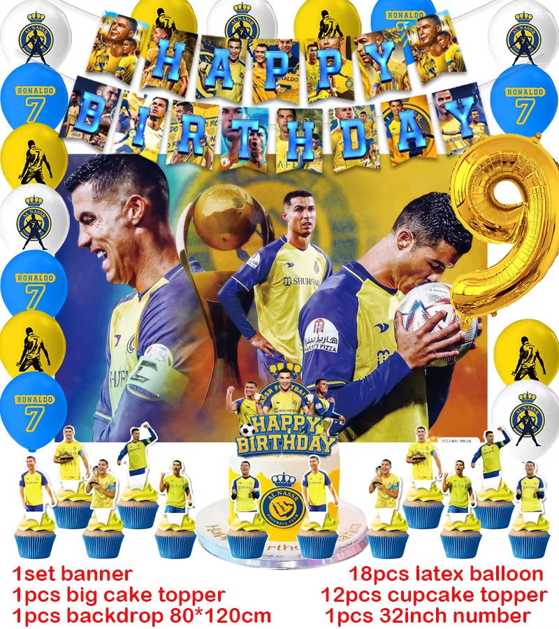 CR7 Cristiano Football Birthday Party Decoration Balloon Banner Backdrop Cake Topper Party Supplies Baby Shower