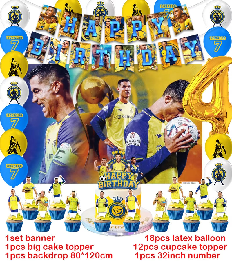 CR7 Cristiano Football Birthday Party Decoration Balloon Banner Backdrop Cake Topper Party Supplies Baby Shower