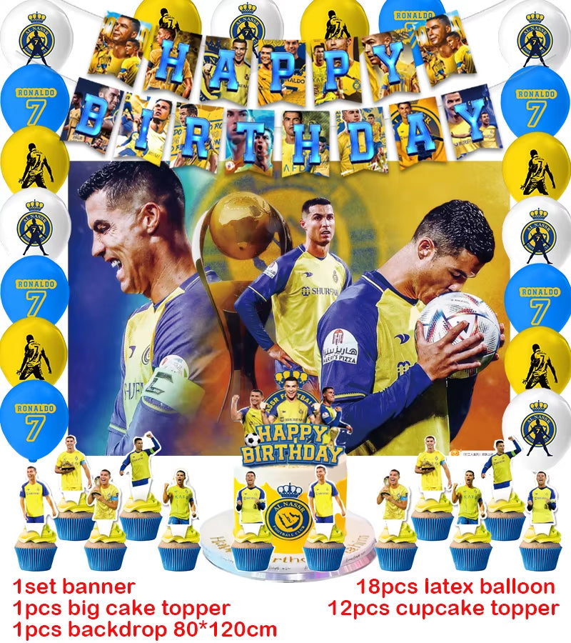 CR7 Cristiano Football Birthday Party Decoration Balloon Banner Backdrop Cake Topper Party Supplies Baby Shower