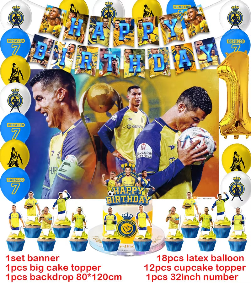 CR7 Cristiano Football Birthday Party Decoration Balloon Banner Backdrop Cake Topper Party Supplies Baby Shower