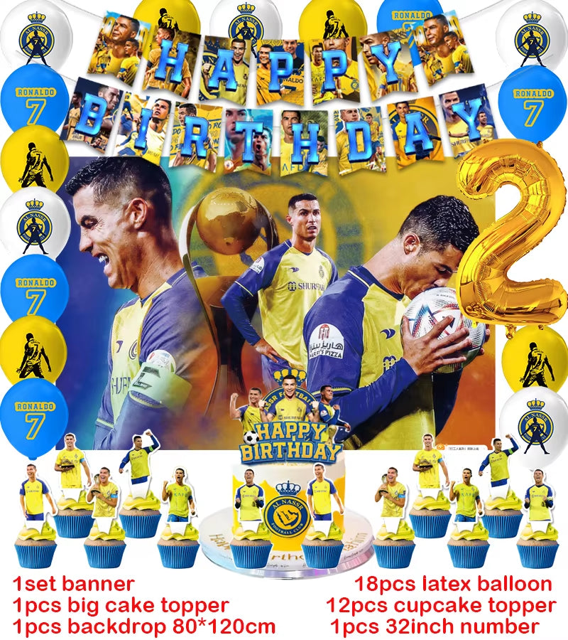 CR7 Cristiano Football Birthday Party Decoration Balloon Banner Backdrop Cake Topper Party Supplies Baby Shower