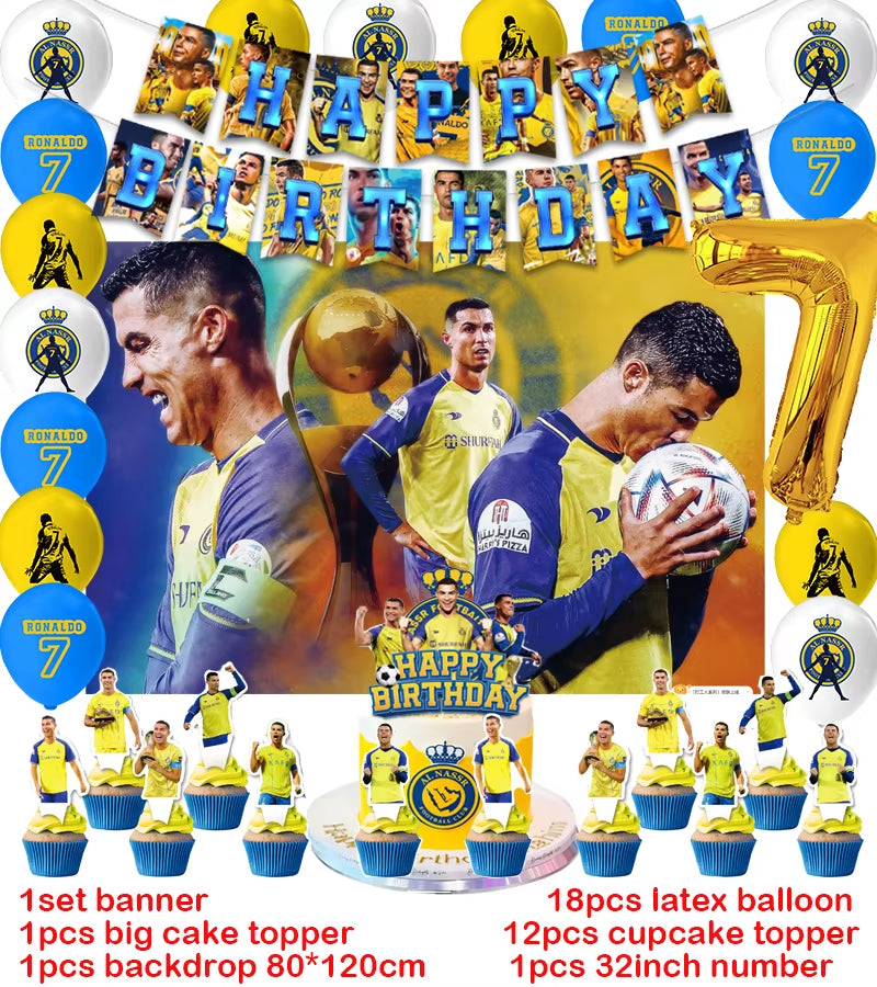 CR7 Cristiano Football Birthday Party Decoration Balloon Banner Backdrop Cake Topper Party Supplies Baby Shower