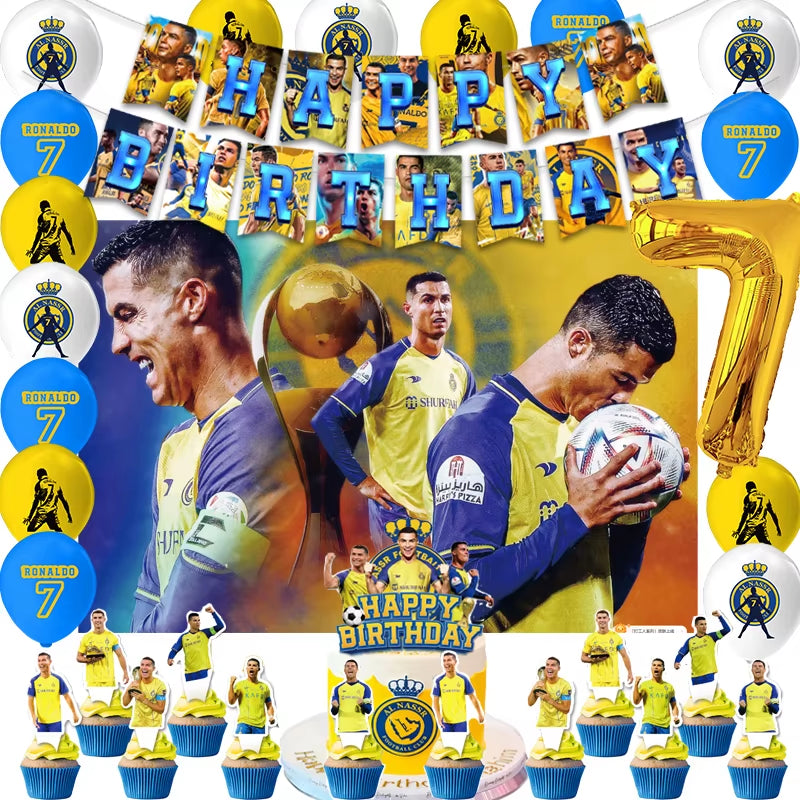 CR7 Cristiano Football Birthday Party Decoration Balloon Banner Backdrop Cake Topper Party Supplies Baby Shower