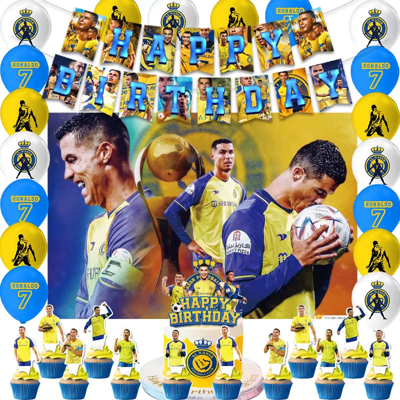 CR7 Cristiano Football Birthday Party Decoration Balloon Banner Backdrop Cake Topper Party Supplies Baby Shower