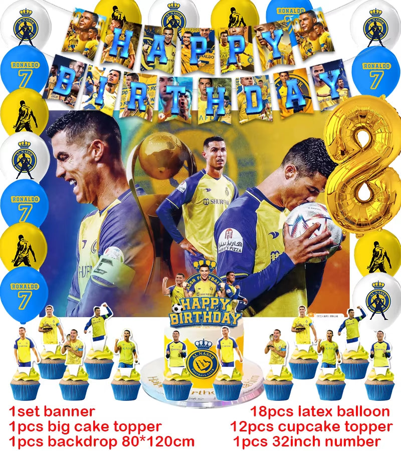 CR7 Cristiano Football Birthday Party Decoration Balloon Banner Backdrop Cake Topper Party Supplies Baby Shower