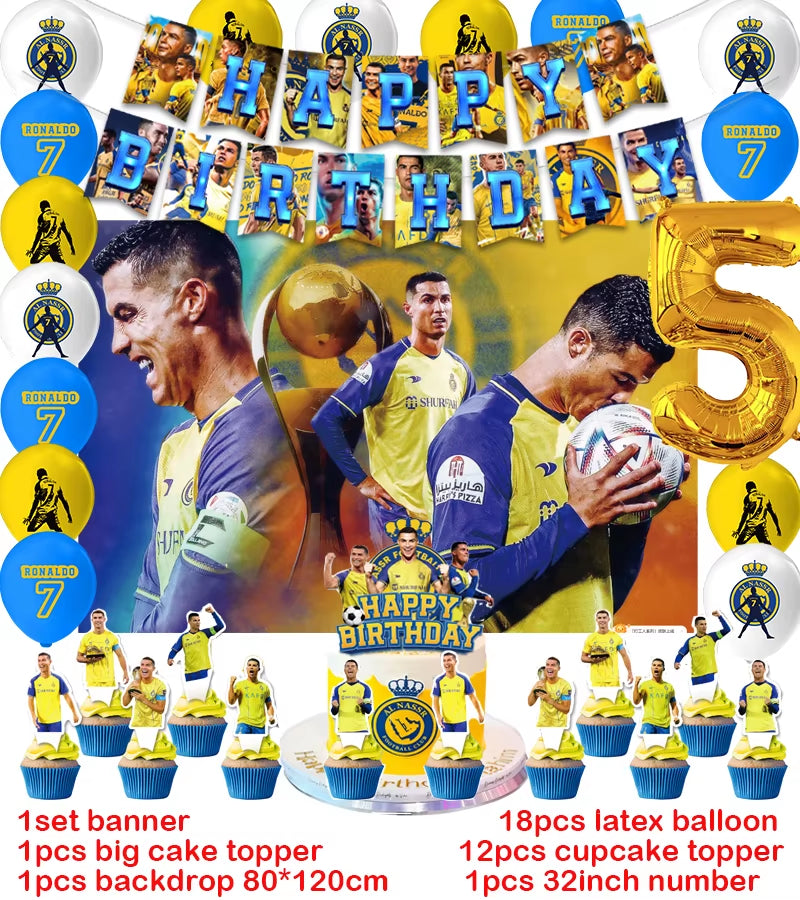 CR7 Cristiano Football Birthday Party Decoration Balloon Banner Backdrop Cake Topper Party Supplies Baby Shower