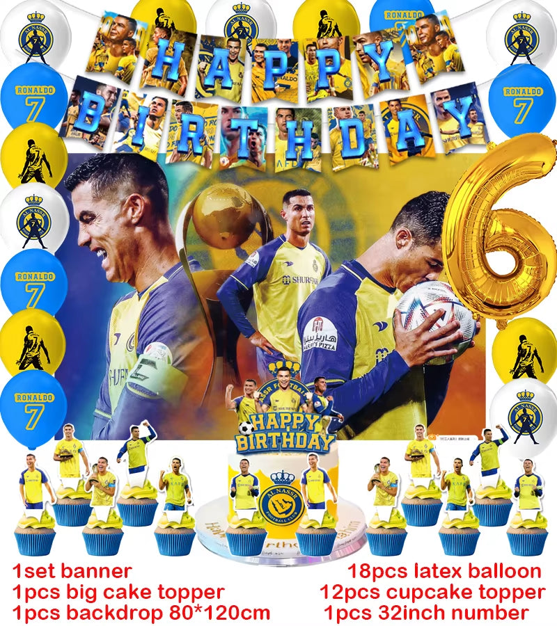 CR7 Cristiano Football Birthday Party Decoration Balloon Banner Backdrop Cake Topper Party Supplies Baby Shower