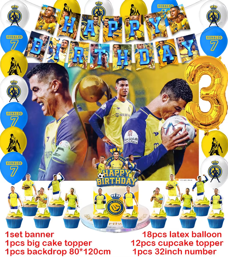 CR7 Cristiano Football Birthday Party Decoration Balloon Banner Backdrop Cake Topper Party Supplies Baby Shower