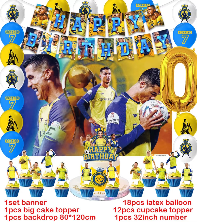 CR7 Cristiano Football Birthday Party Decoration Balloon Banner Backdrop Cake Topper Party Supplies Baby Shower